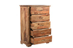 36" Dark Brown Solid Wood Five Drawer Chest