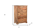 36" Dark Brown Solid Wood Five Drawer Chest