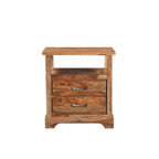 27" Brown Solid Wood Two Drawer Nightstand