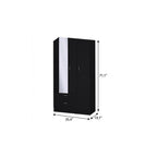 71" Black Wood Mirrored Two Door Two Drawer Combo Dresser