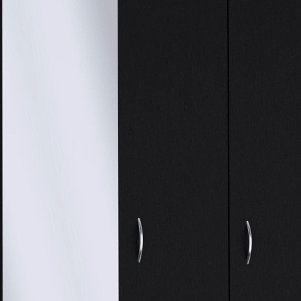 71" Black Wood Mirrored Two Door Two Drawer Combo Dresser