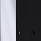 71" Black Wood Mirrored Two Door Two Drawer Combo Dresser