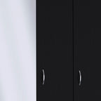 71" Black Wood Mirrored Two Door Two Drawer Combo Dresser
