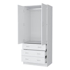 71" White Two Door Three Drawer Combo Dresser