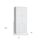 71" White Two Door Three Drawer Combo Dresser