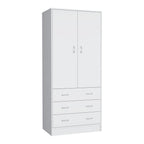 71" White Two Door Three Drawer Combo Dresser