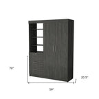79" Gray Wood Two Door Three Drawer Combo Dresser