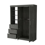 79" Gray Wood Two Door Three Drawer Combo Dresser