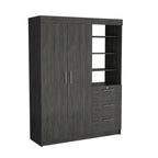 79" Gray Wood Two Door Three Drawer Combo Dresser