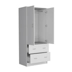 71" White Two Door Two Drawer Combo Dresser