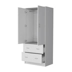 71" White Two Door Two Drawer Combo Dresser