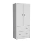 71" White Two Door Two Drawer Combo Dresser