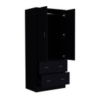 71" Black Two Door Two Drawer Combo Dresser