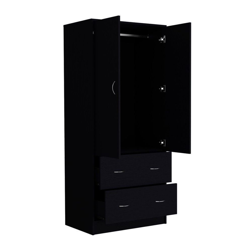 71" Black Two Door Two Drawer Combo Dresser