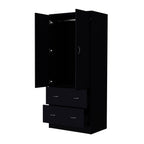 71" Black Two Door Two Drawer Combo Dresser