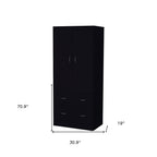 71" Black Two Door Two Drawer Combo Dresser