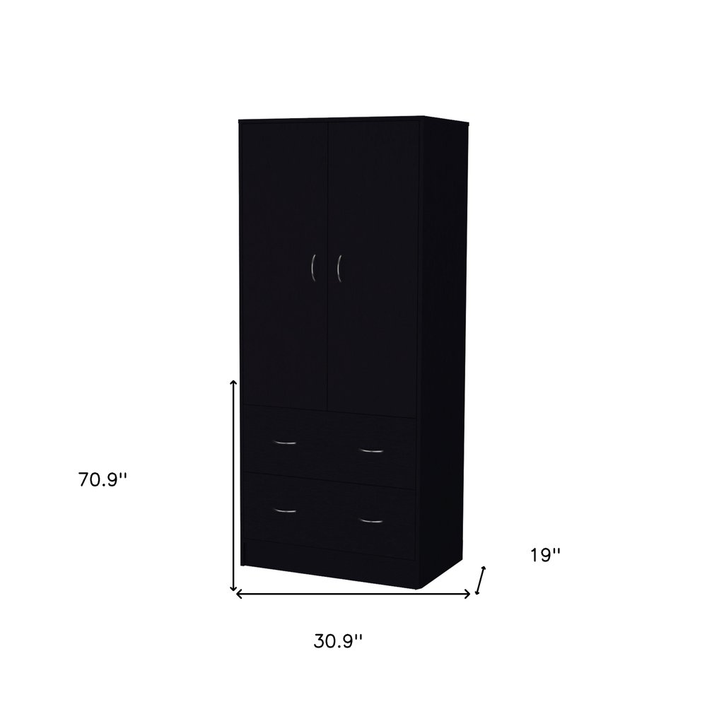 71" Black Two Door Two Drawer Combo Dresser