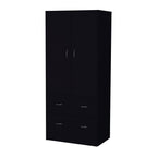 71" Black Two Door Two Drawer Combo Dresser