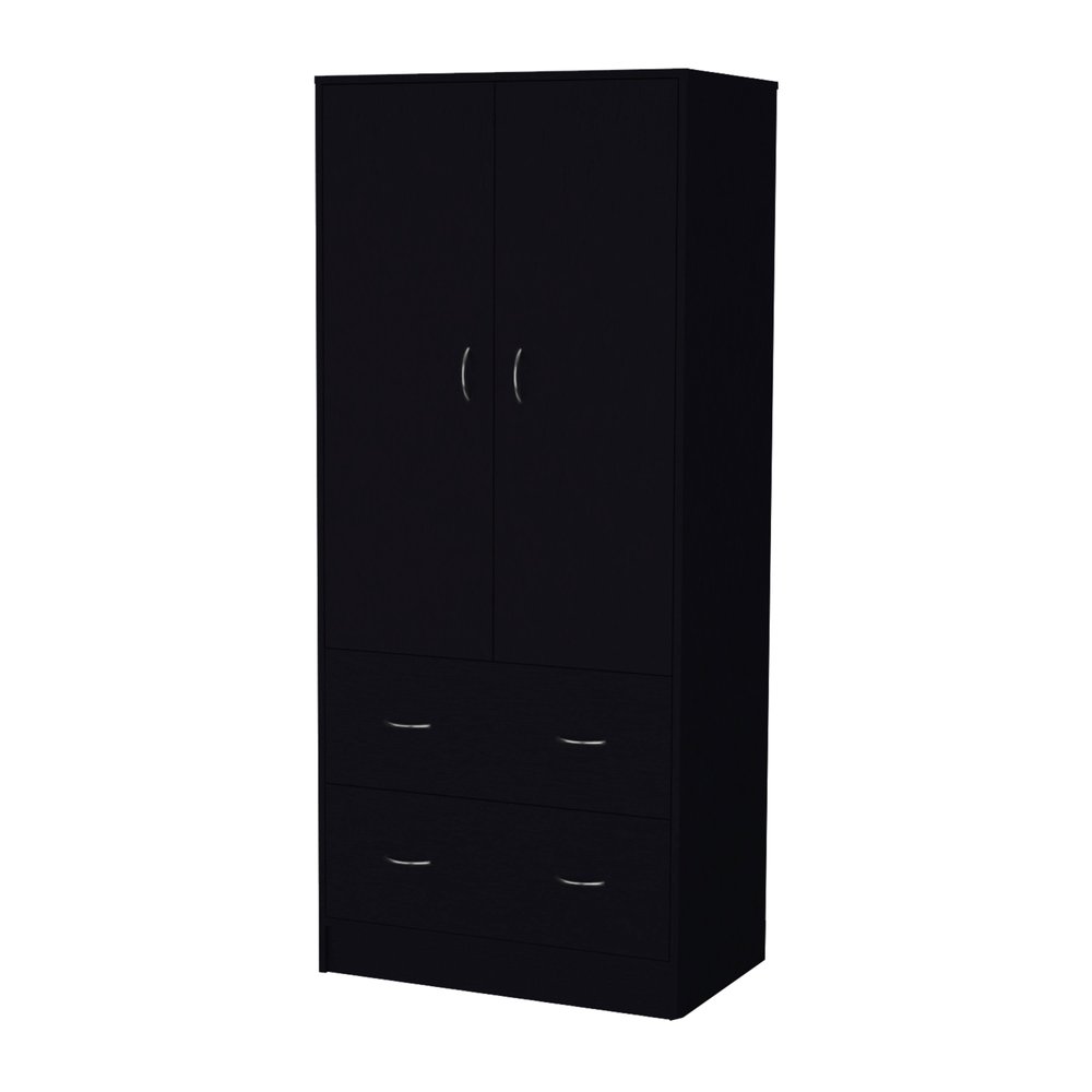71" Black Two Door Two Drawer Combo Dresser