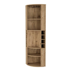 71" Natural Wood Corner Bar Cabinet