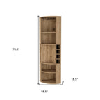 71" Natural Wood Corner Bar Cabinet