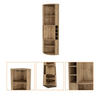 71" Natural Wood Corner Bar Cabinet