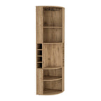 71" Natural Wood Corner Bar Cabinet