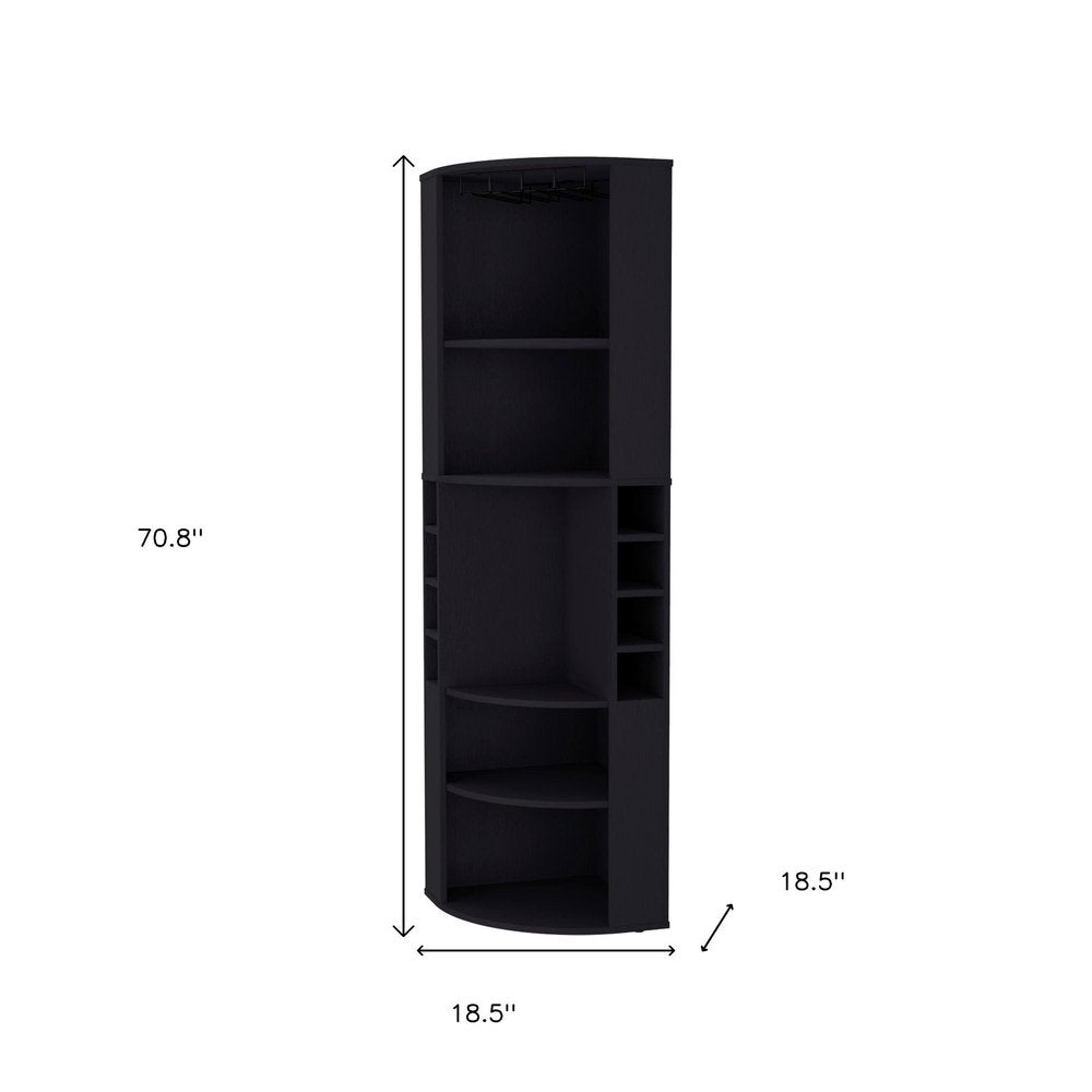 19" Black Wood Corner Bar Cabinet
