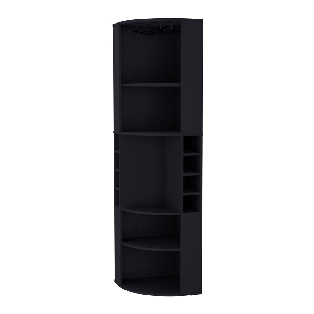 19" Black Wood Corner Bar Cabinet