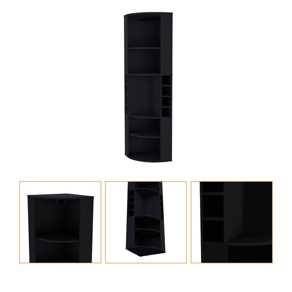 19" Black Wood Corner Bar Cabinet