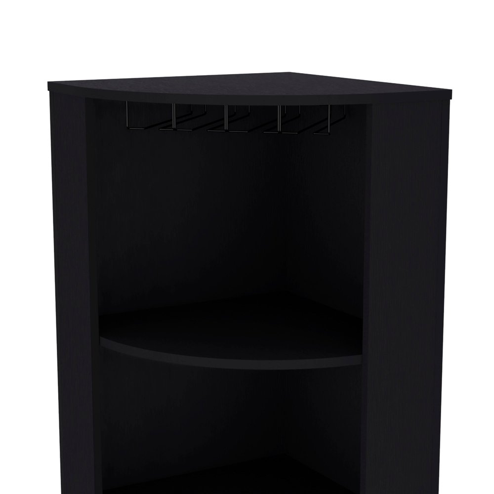 19" Black Wood Corner Bar Cabinet