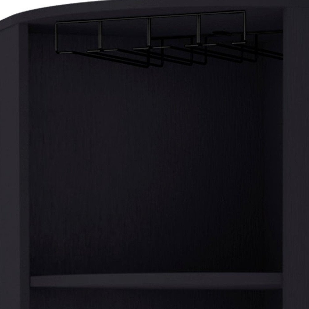 19" Black Wood Corner Bar Cabinet
