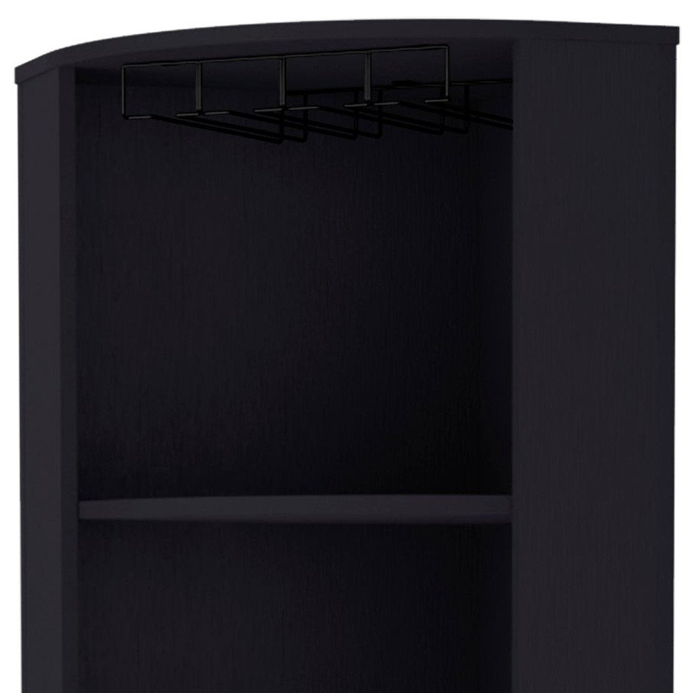 19" Black Wood Corner Bar Cabinet