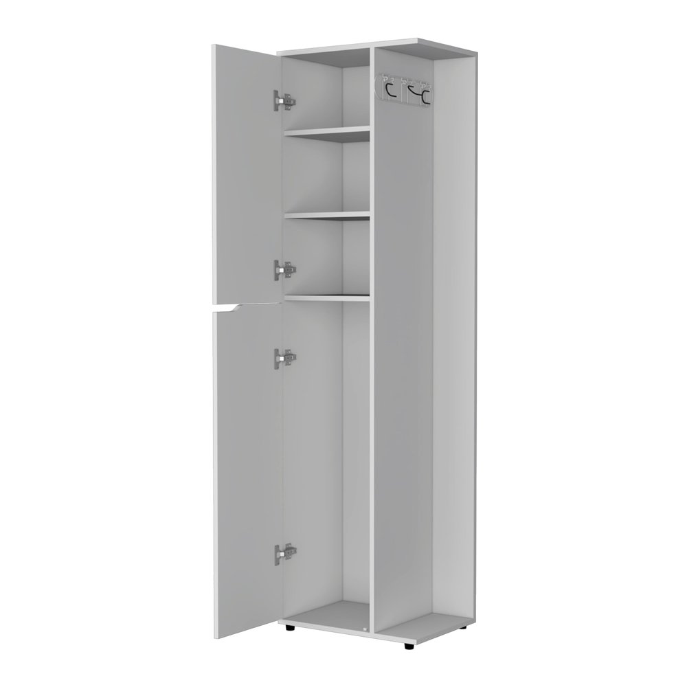14" White Wood Accent Cabinet With Two Doors