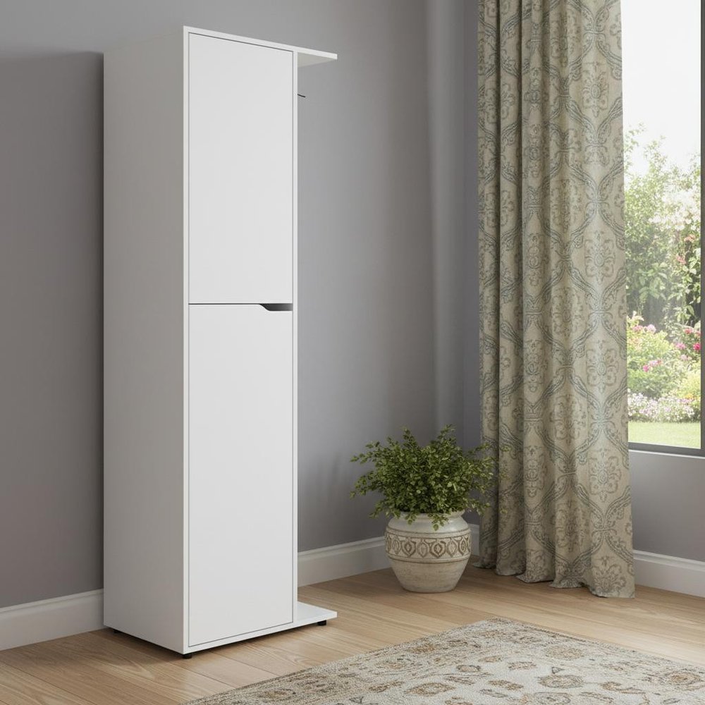 14" White Wood Accent Cabinet With Two Doors