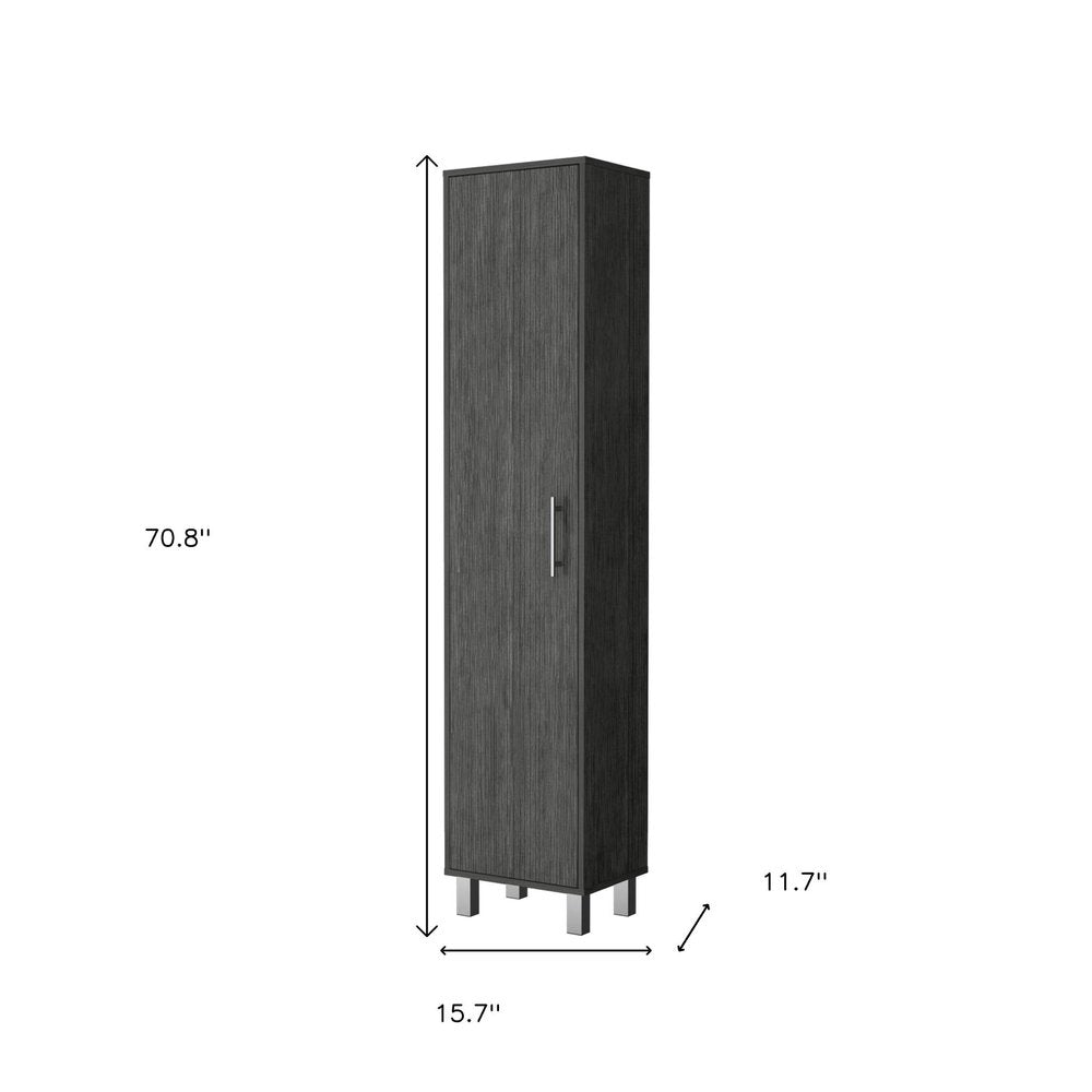 16" Gray Wood Accent Cabinet With Single Door