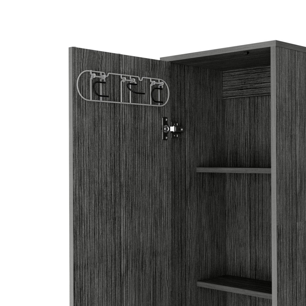 16" Gray Wood Accent Cabinet With Single Door