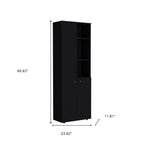 67" Black Wood Two Door Pantry Or Storage Closet