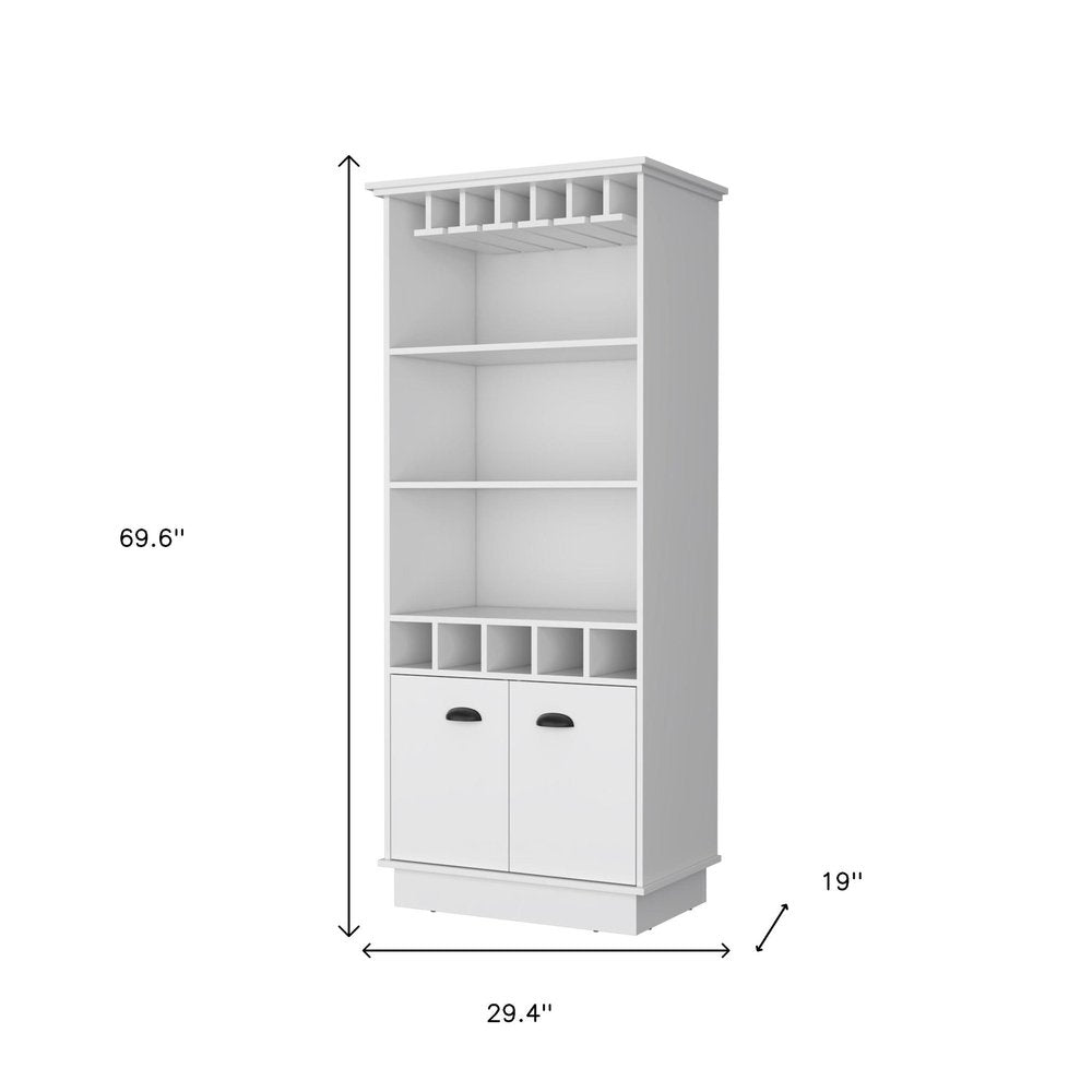 29" White Wood Bar Cabinet With Two Doors
