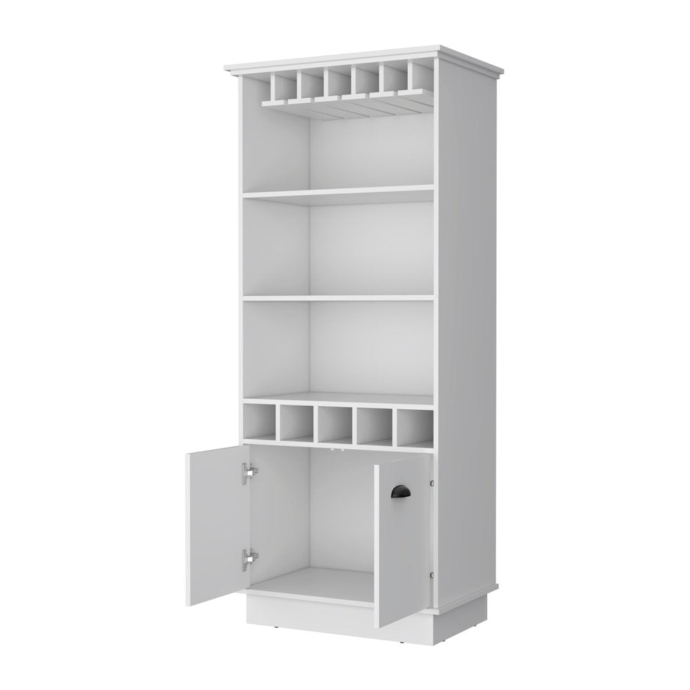 29" White Wood Bar Cabinet With Two Doors