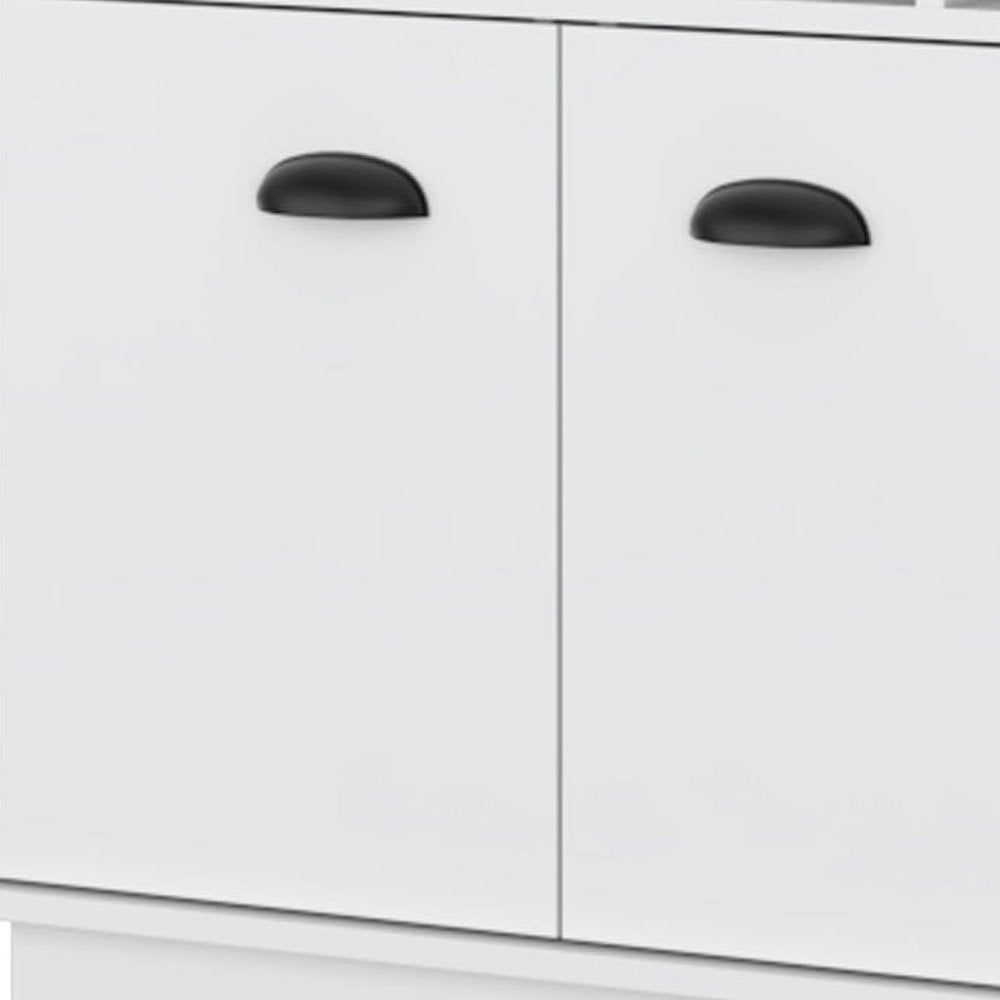 29" White Wood Bar Cabinet With Two Doors