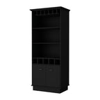70" Black Wood Bar Cabinet With Two Doors