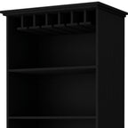 70" Black Wood Bar Cabinet With Two Doors