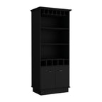 70" Black Wood Bar Cabinet With Two Doors