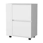 26" White Wood Rolling Bar Cart