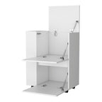 26" White Wood Rolling Bar Cart
