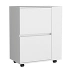 26" White Wood Rolling Bar Cart