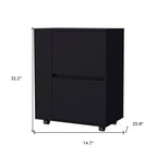 26" Black Wood Rolling Bar Cart