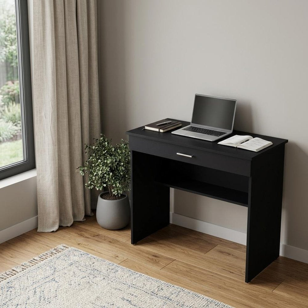 32" Black Wood Writing Desk
