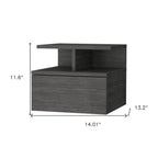 12" Gray Wood One Drawer Floating Nightstand